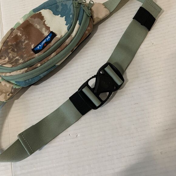 Kavu Fanny Pack Waist Belt Bag Tie Dye Double Pocket Teal Brown - Picture 3 of 6